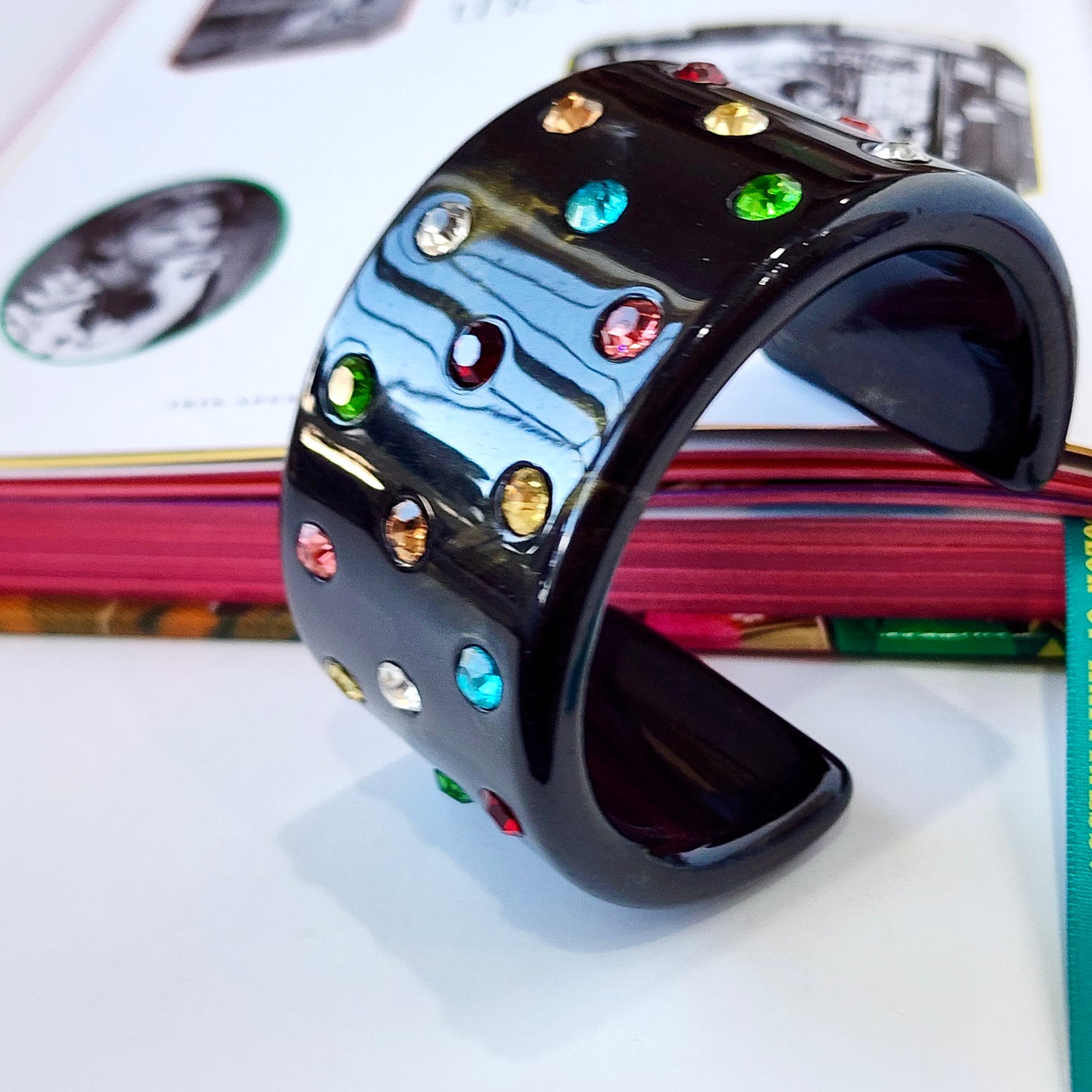 Confetti Crush Black Marble Cuff Bracelet