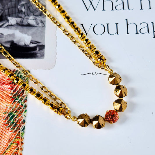 The Muse Cocoa Rose Crystal Necklace