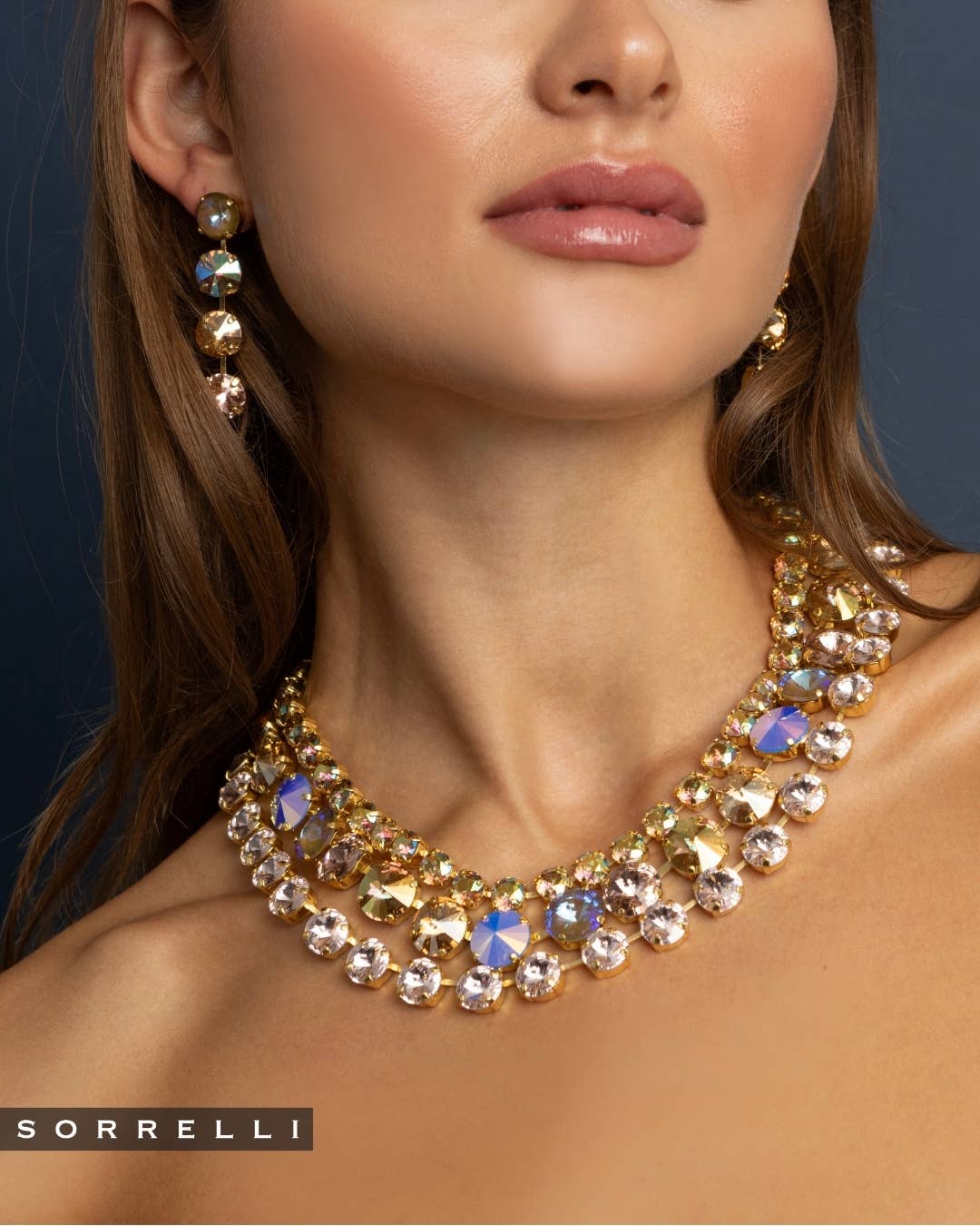 Penelope Sorrelli Layered Statement Crystal Gems Necklace