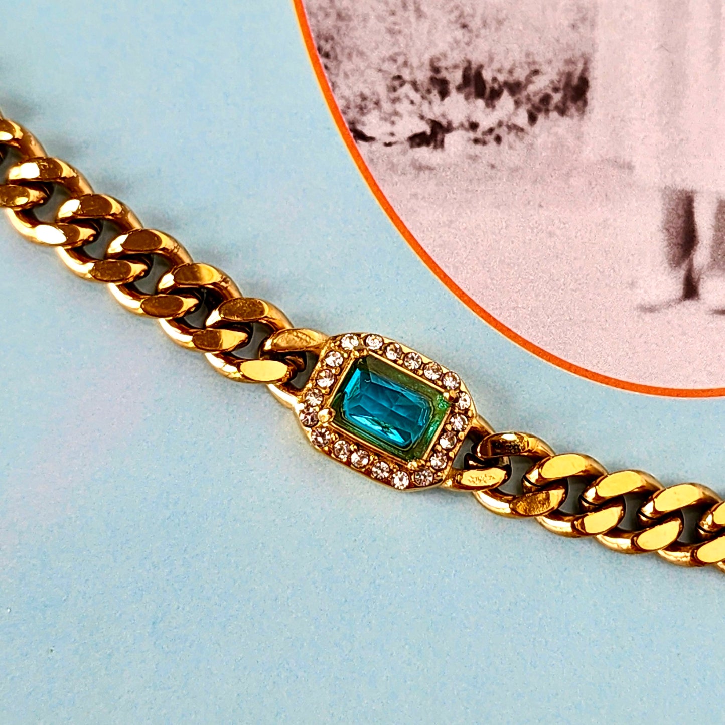 5th Avenue Aqua Blue Crystal Cuban Bracelet