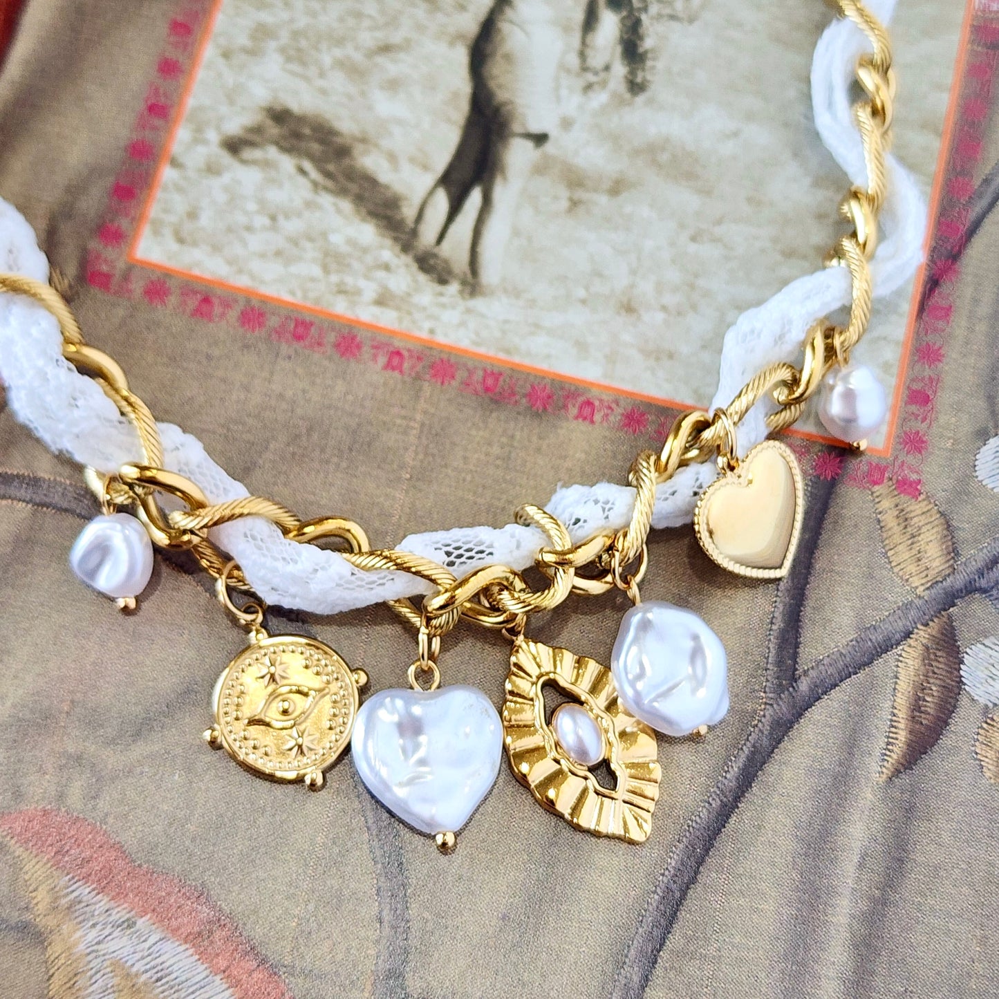 Wrapped In Lace Charm Necklace
