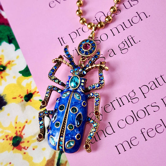Peacock Grove Scarab Necklace