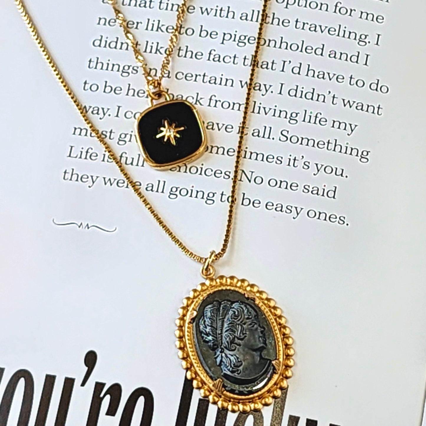 The Noir Vintage Muse Layered Pendant Necklace