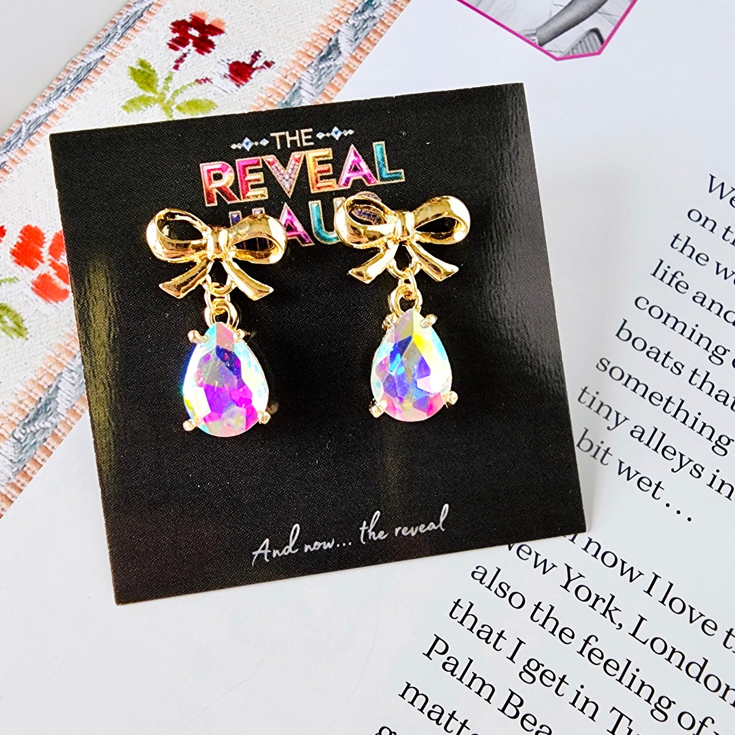The Celeste A/B Bow Crystal Earrings