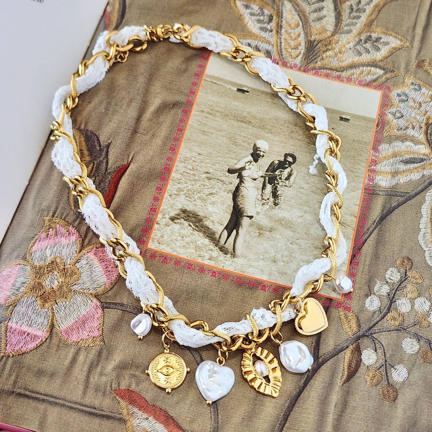 Wrapped In Lace Charm Necklace