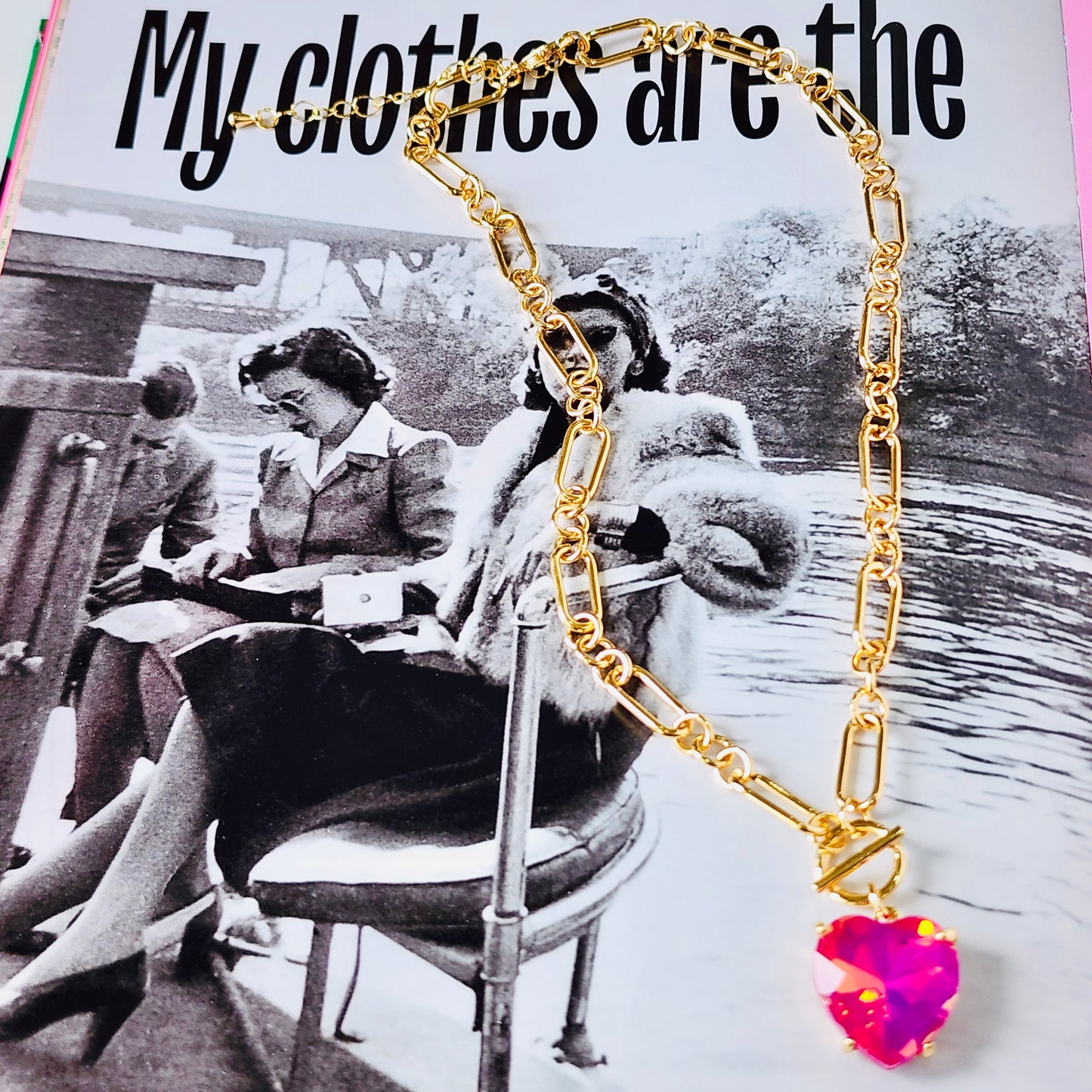 The Celeste Pink A/B Crystal Heart Necklace