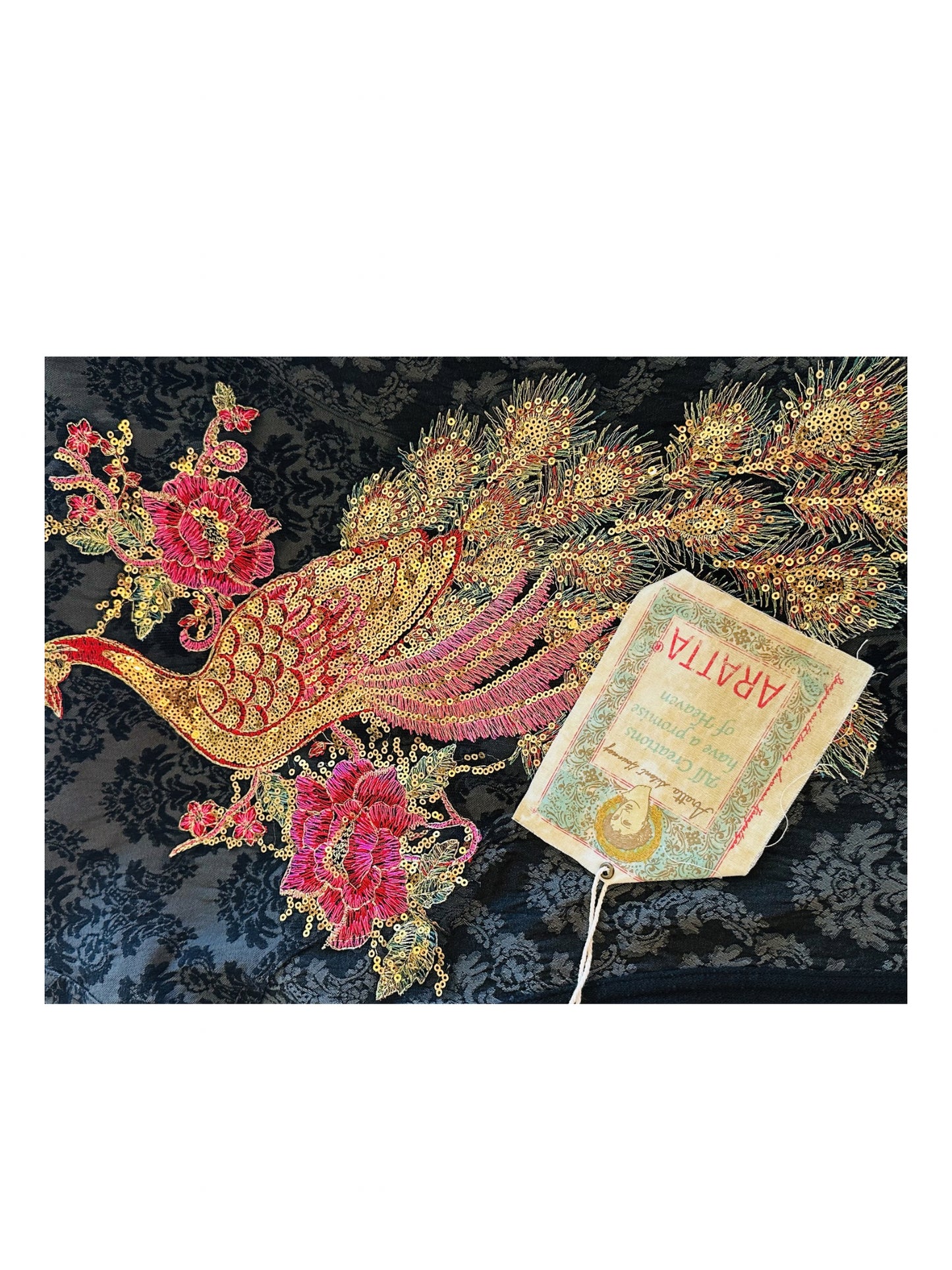 Aratta Brocade Jacket with Sequin Peacock and Brooch Small