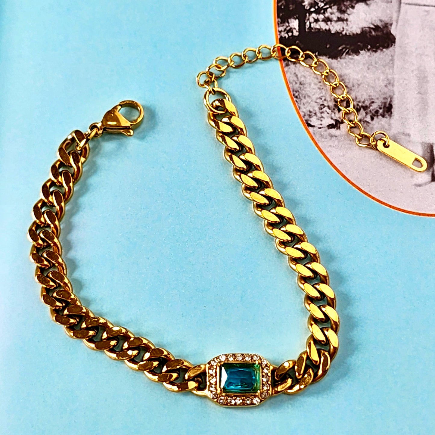5th Avenue Aqua Blue Crystal Cuban Bracelet