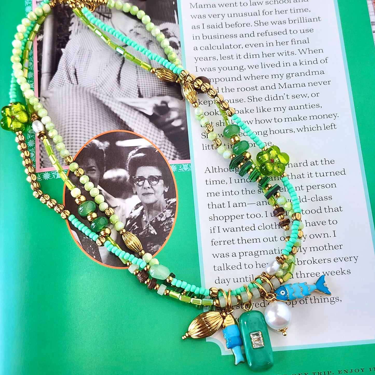 Coastal Tide Beaded Charm Necklace