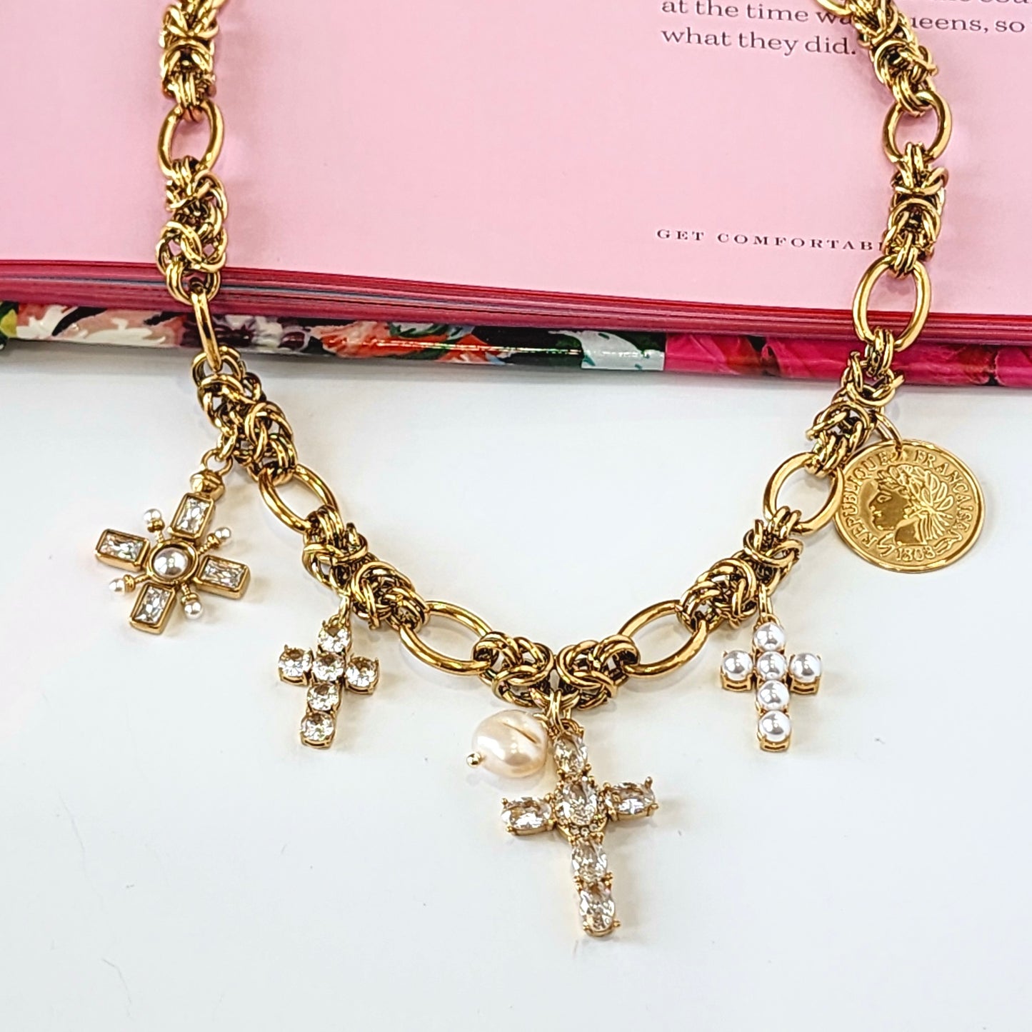 The Coin Cross Statement Necklace