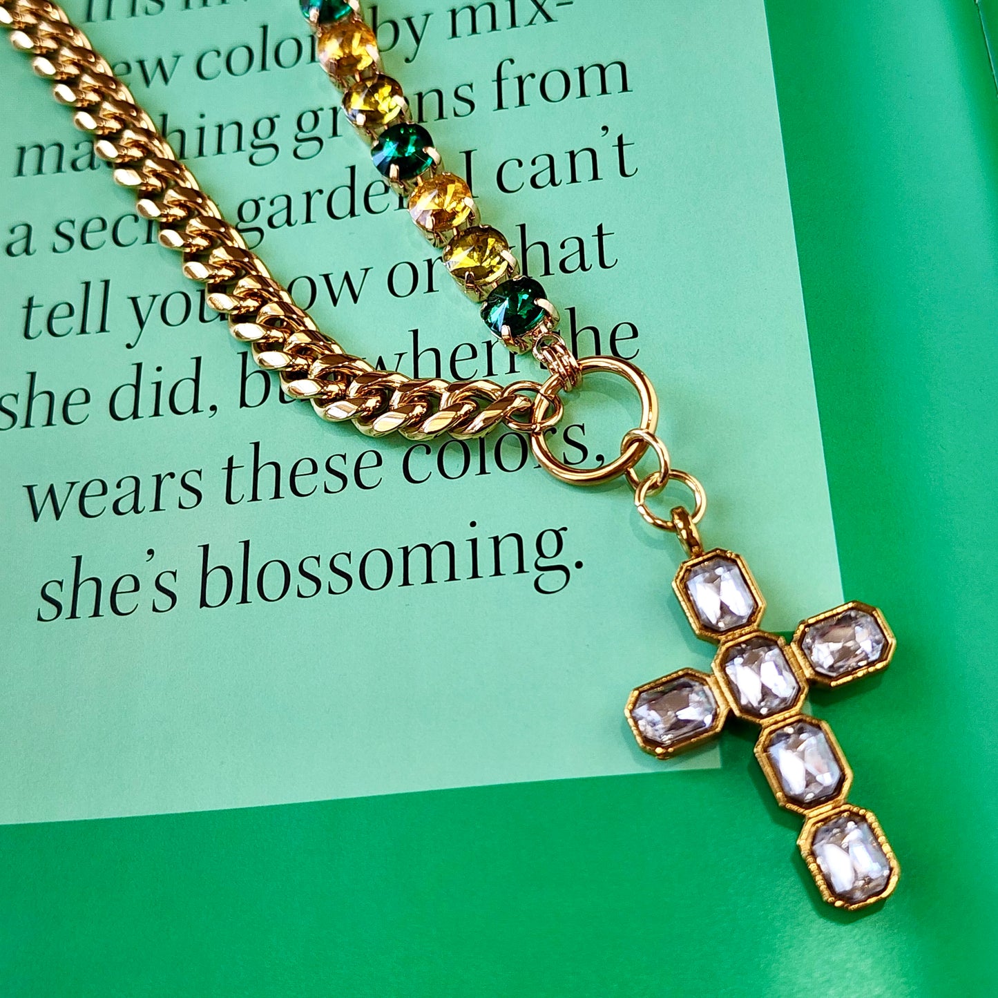 The Palm Verde Crystal Cross Necklace