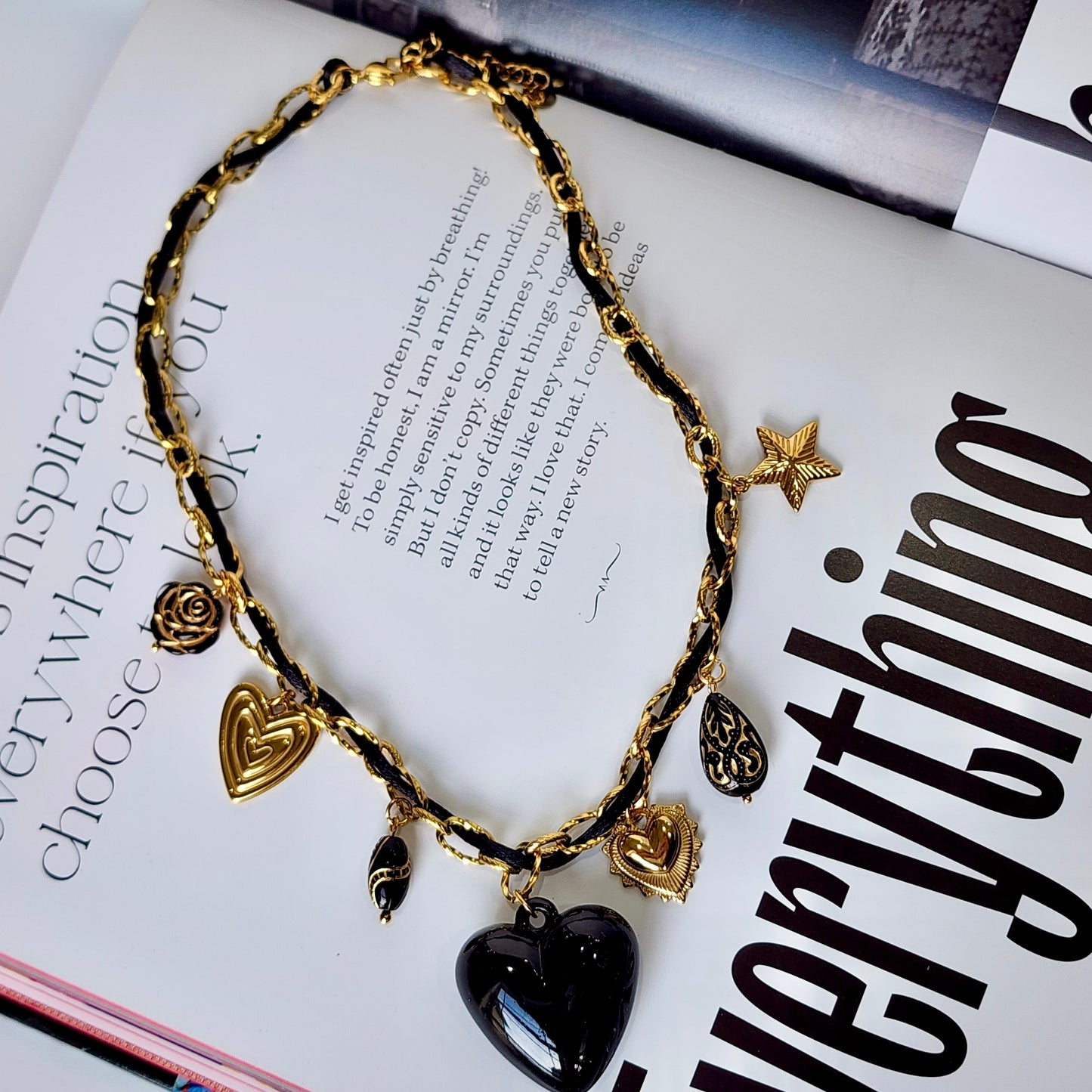 Black Heart Charm Necklace