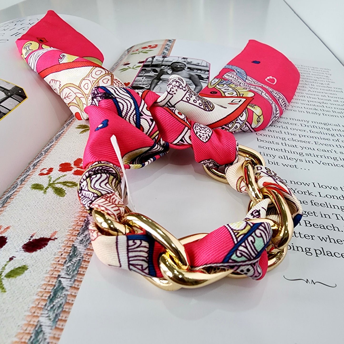 Riviera Pink Scarf Bracelet