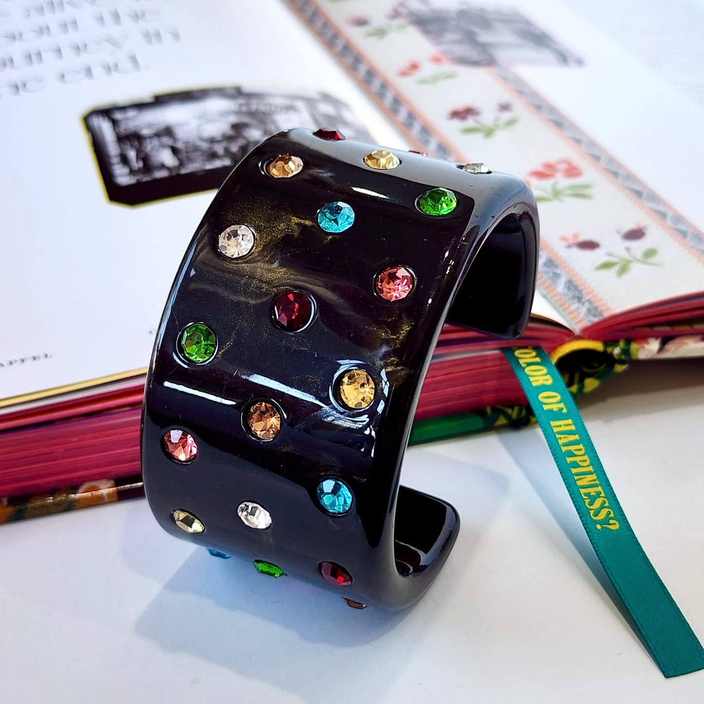 Confetti Crush Black Marble Cuff Bracelet