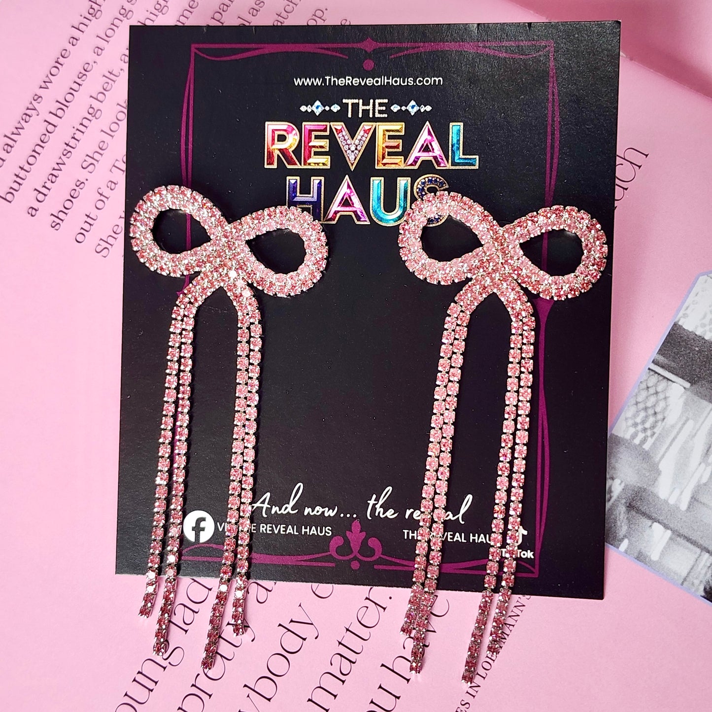 Blush Bow Crystal Earrings