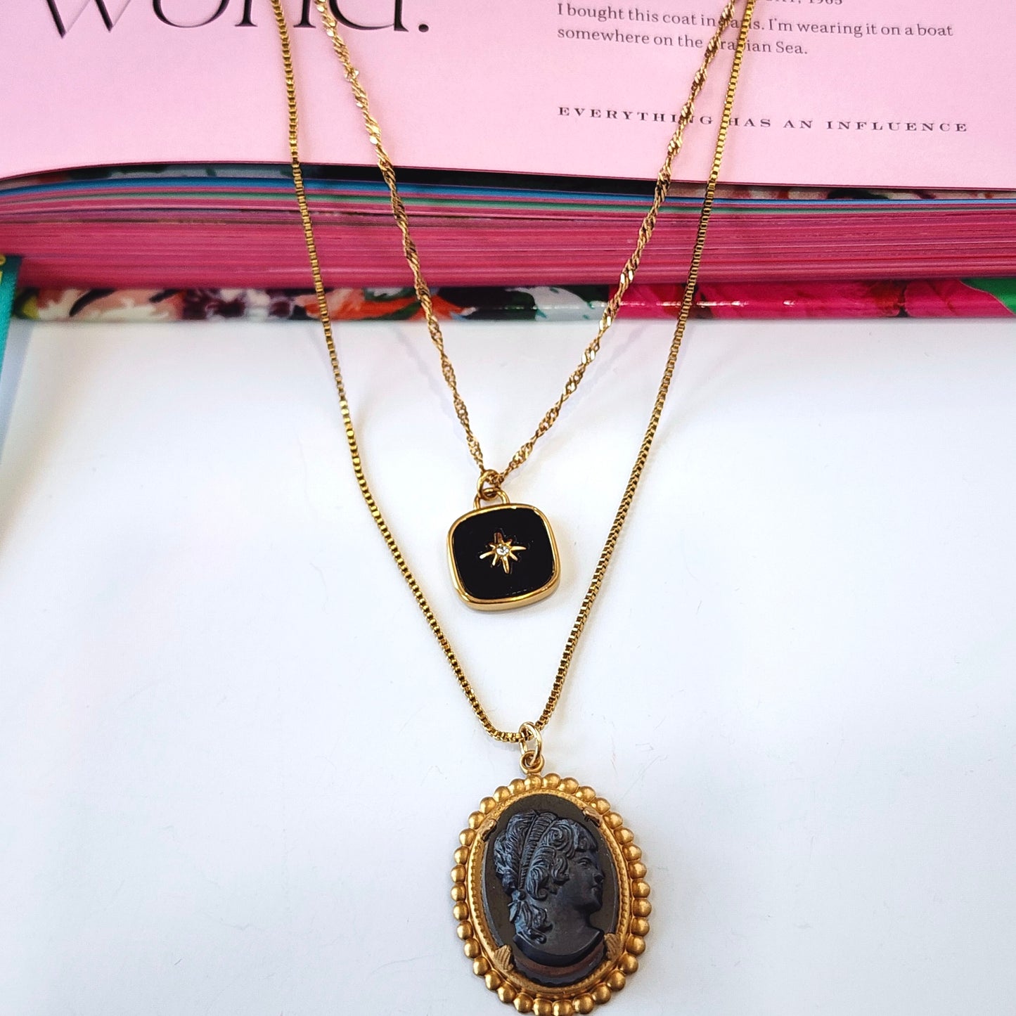 The Noir Vintage Muse Layered Pendant Necklace