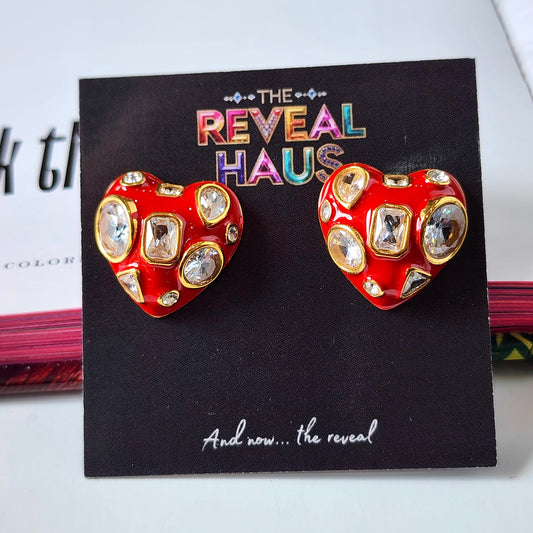 The Bianca Crystal Heart Earrings