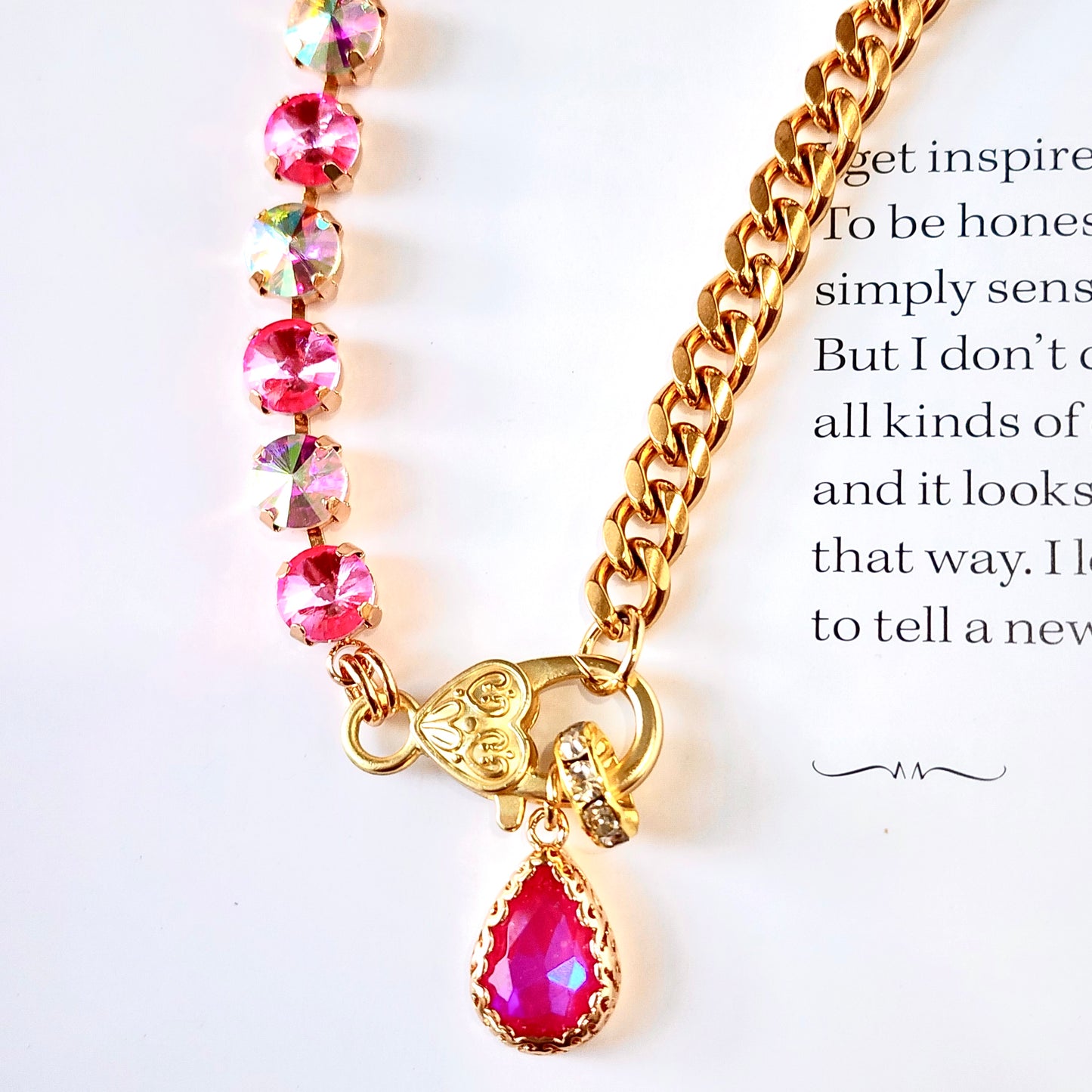 Pink Martini Crystal Necklace