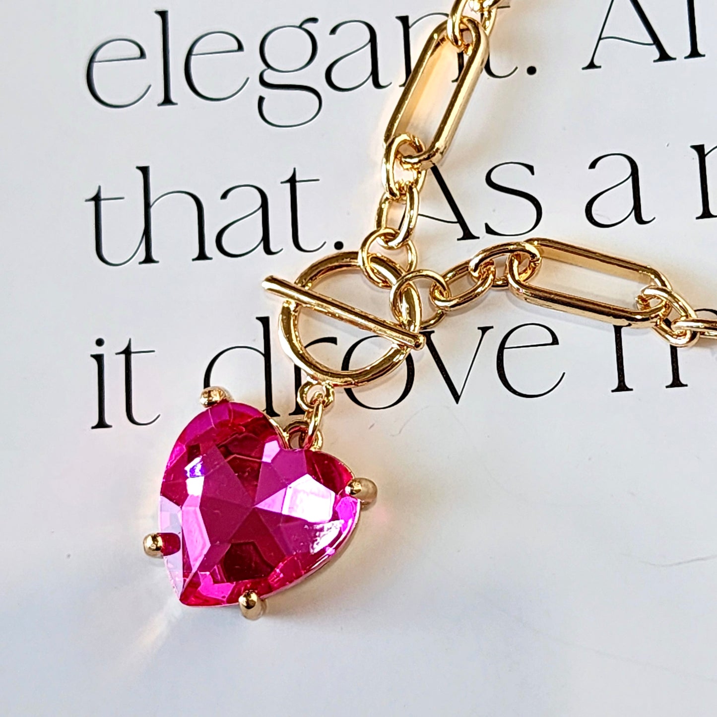 The Celeste Pink Heart Crystal Necklace