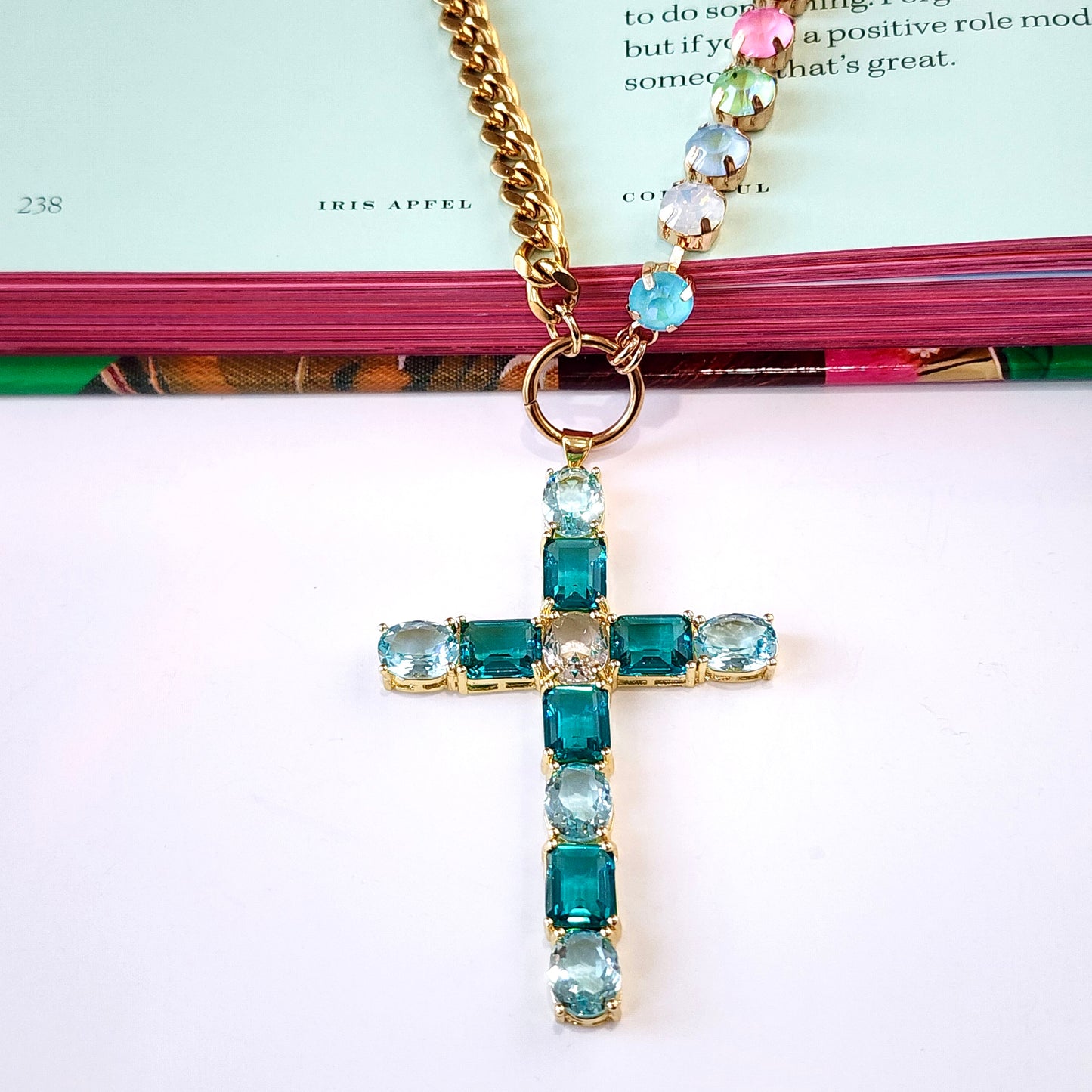The Marbella Crystal Cross Necklace
