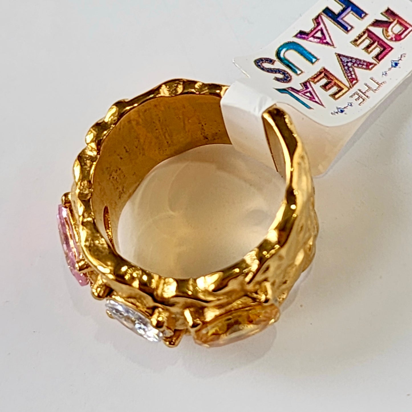 The Melted Colorful Gold PVD Stainless Gemstone Statement Ring