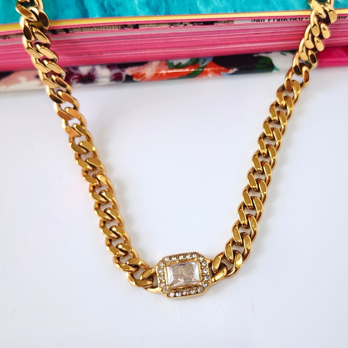 5th Ave Crystal Necklace Clear