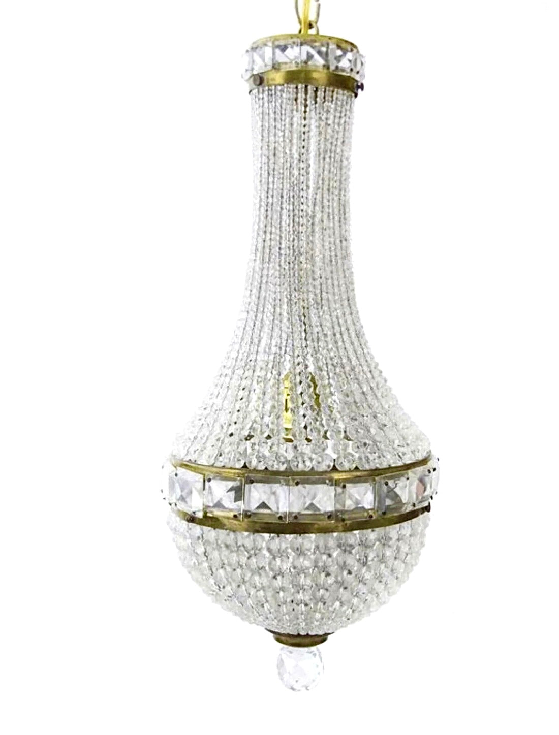 Antique Rare Czech Rock Crystal Beaded Dome Chandelier Pendant Art Deco