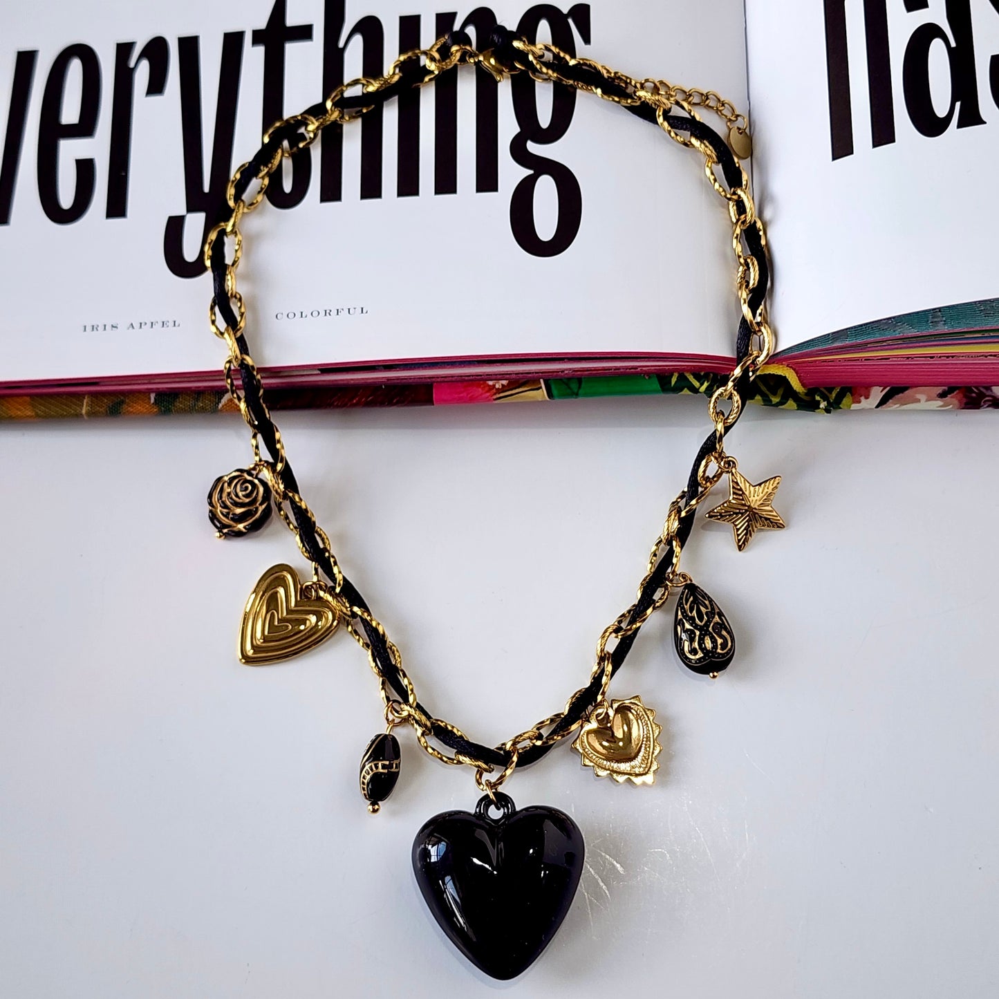 Black Heart Charm Necklace