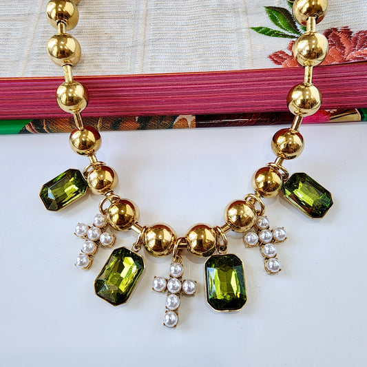 The Emerald Grace Cross Necklace