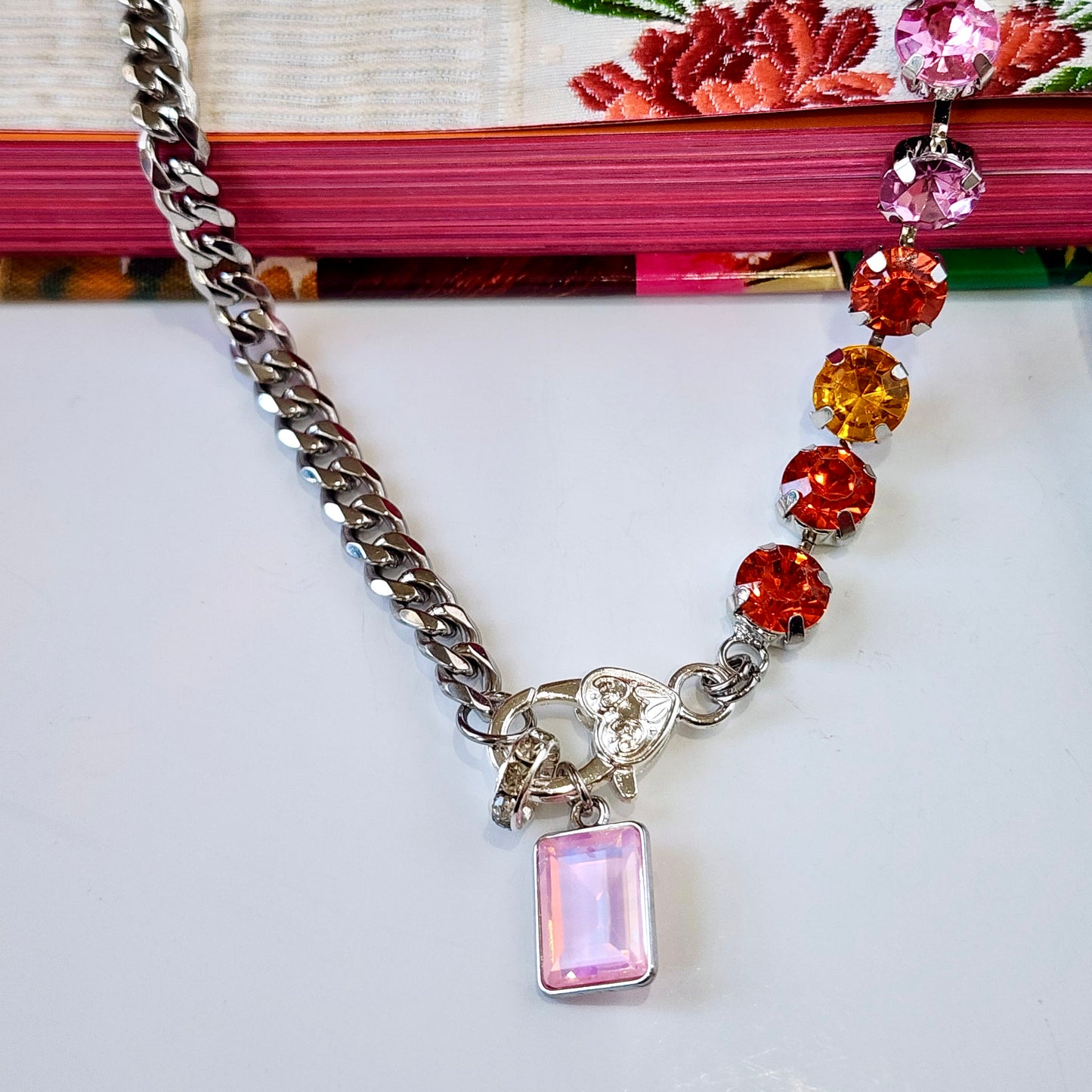 Sunset Crush Haus Link Crystal Necklace