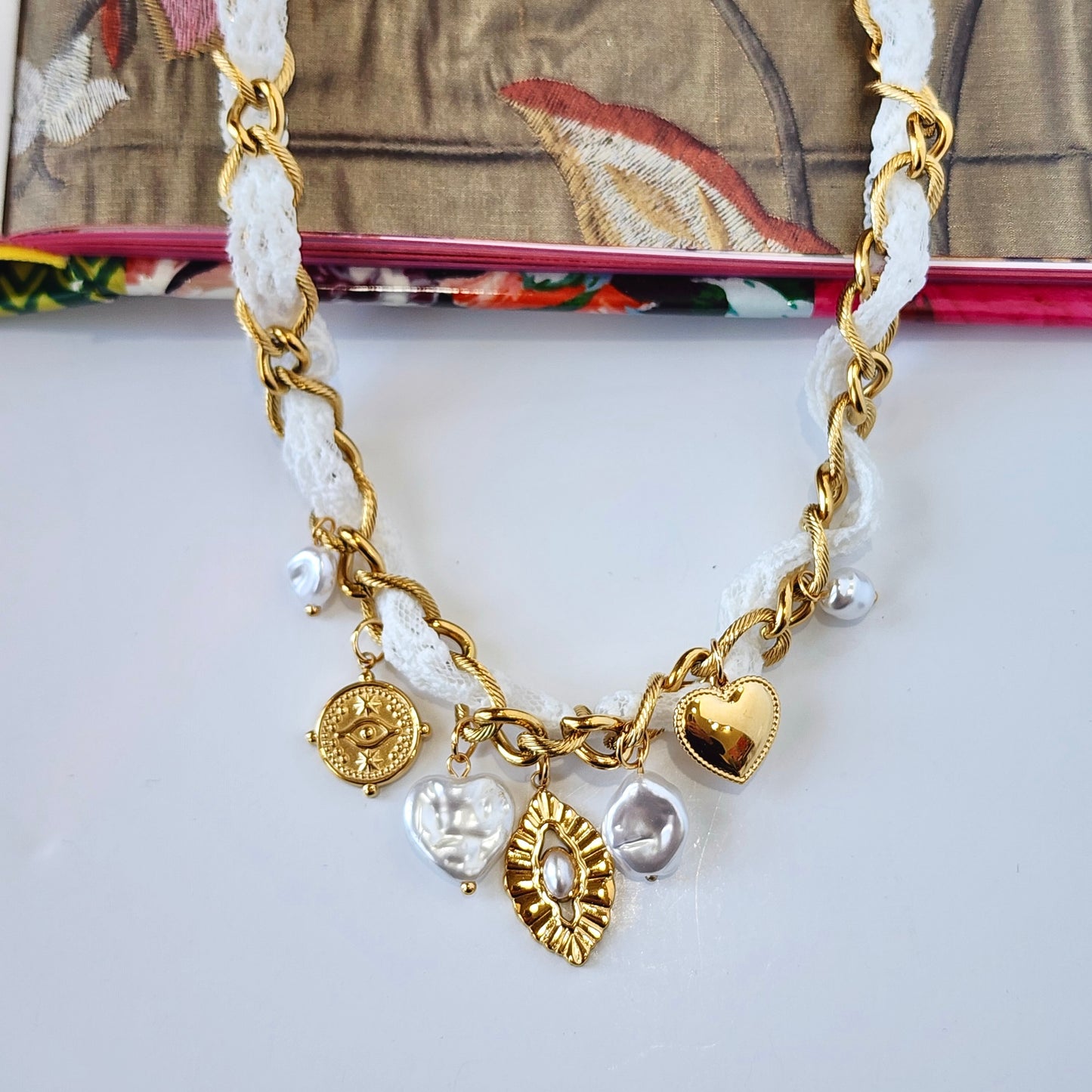 Wrapped In Lace Charm Necklace