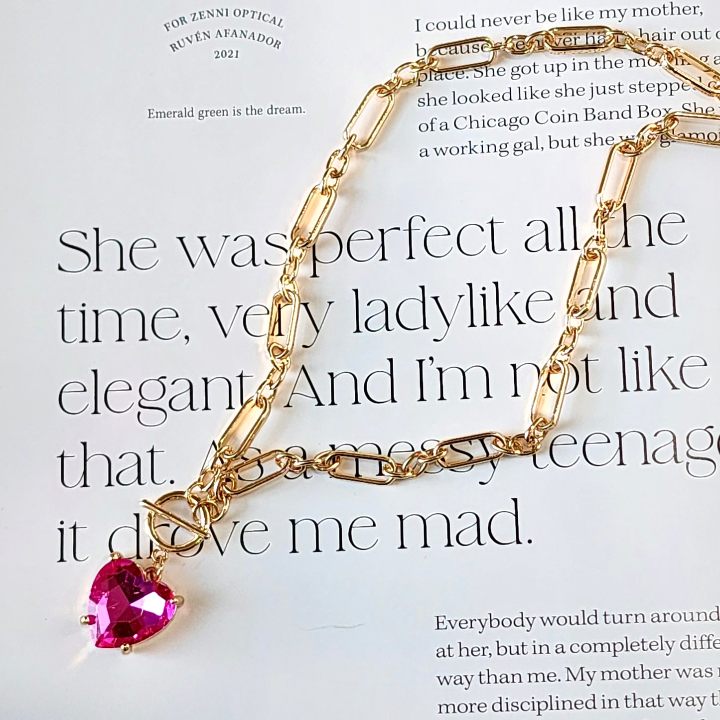 The Celeste Pink Heart Crystal Necklace