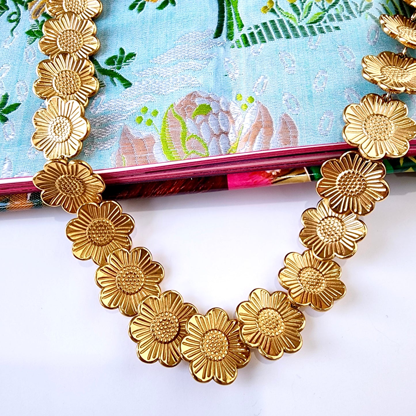Marigold Floral Statement Necklace