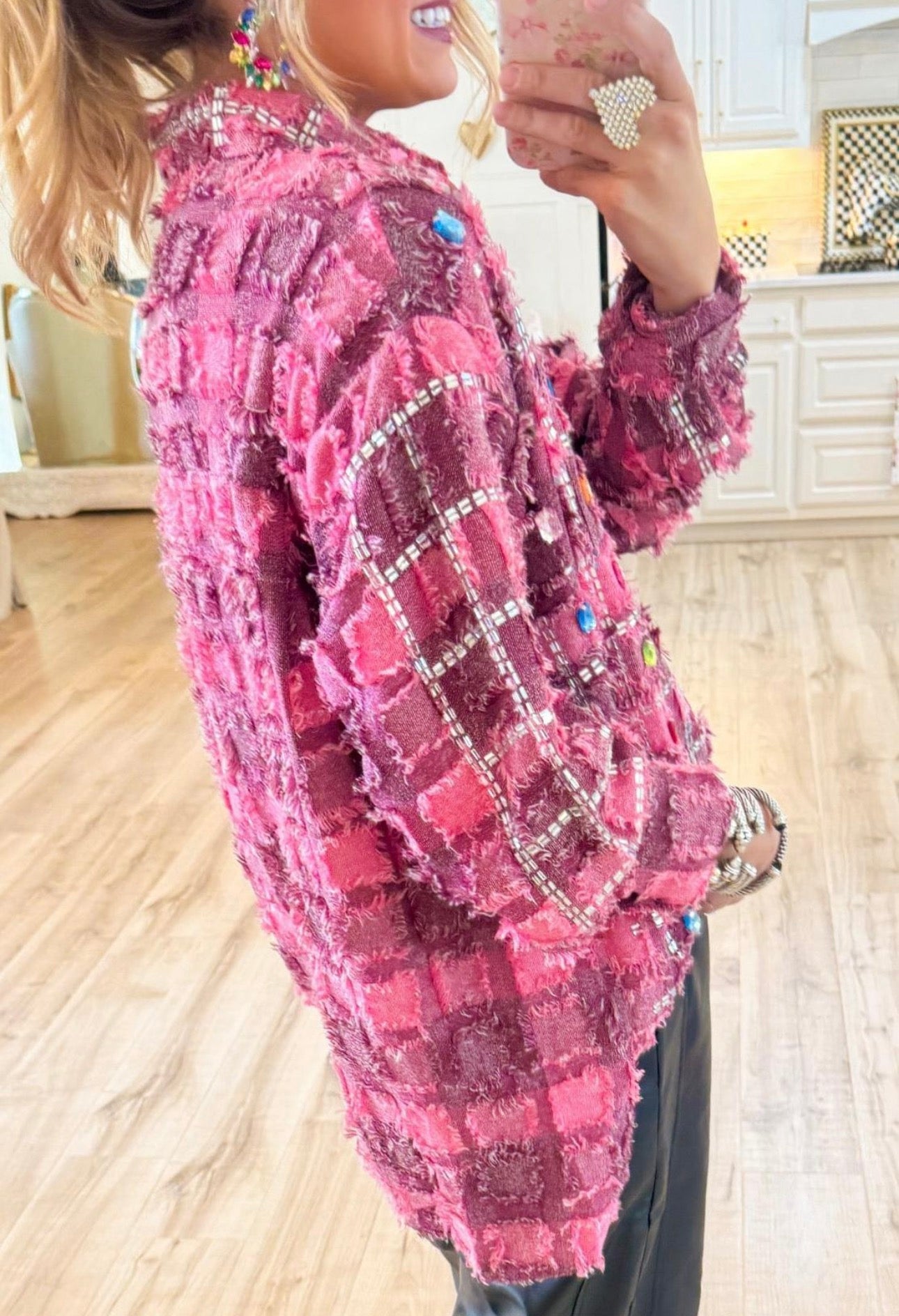 Pink Gemstone Crystal Shirt/Jacket