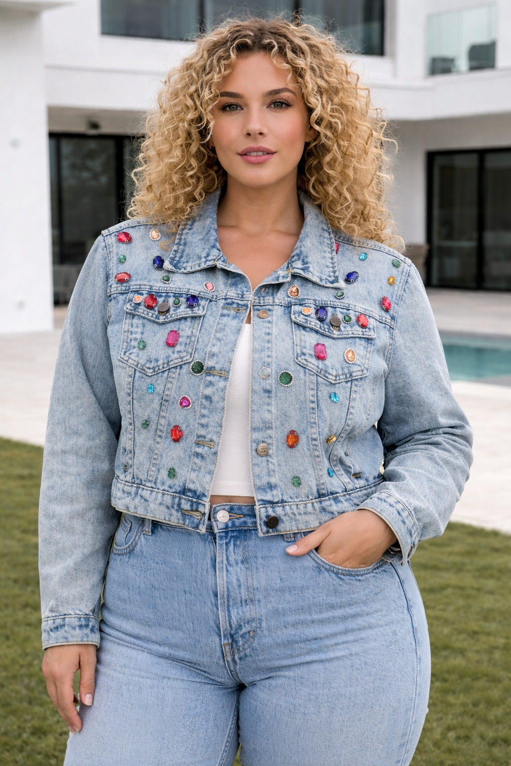 Gemmed Jeweled Levi Jacket