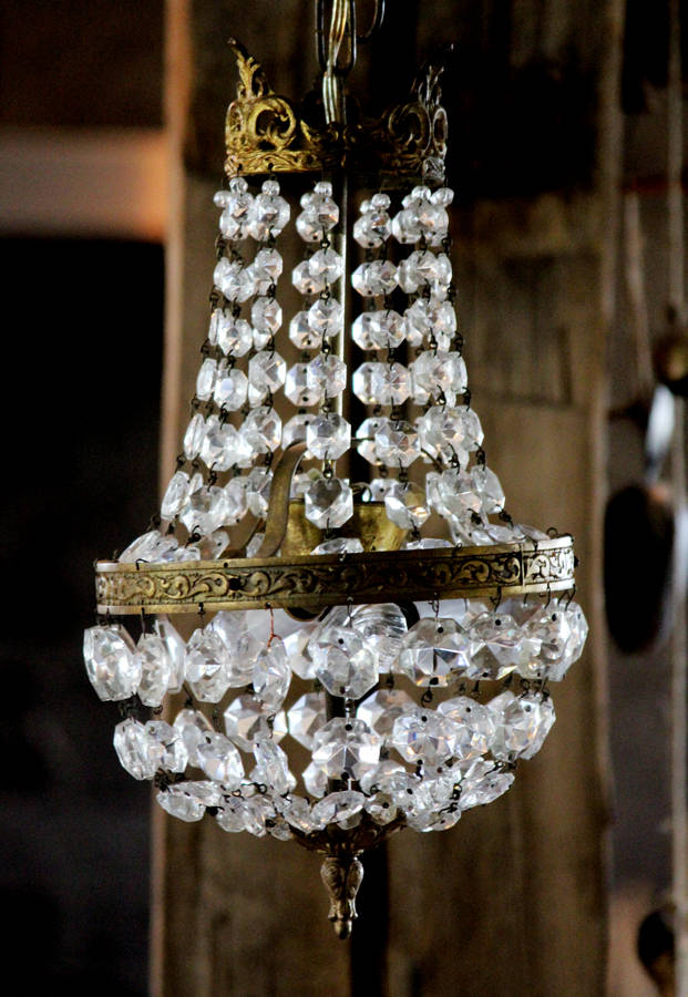 Antique Crystal Beaded Crown Shaped Pendant from France