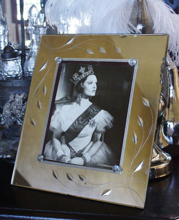 1920s Etched Mirrored Frame Gorgeous and Large