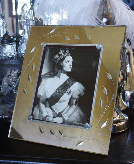 1920s Etched Mirrored Frame Gorgeous and Large