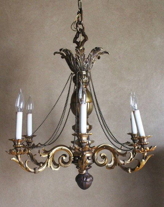 Antique Impressive French Bronze Six Arm CHANDELIER Beautiful and Sophisticated
