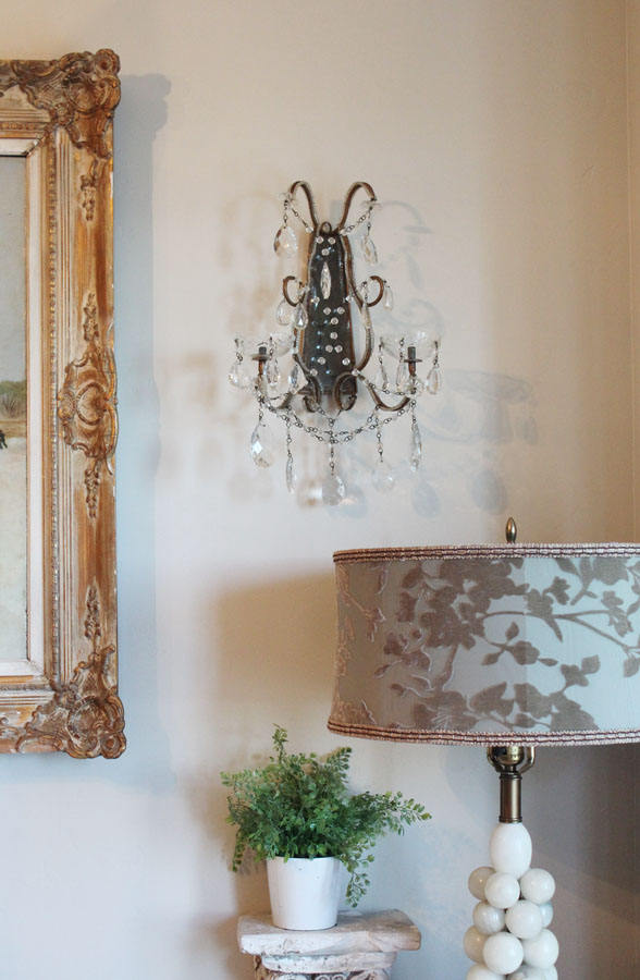 Pair Vintage Italian Beaded Mirror Wall Sconces Gorgeous