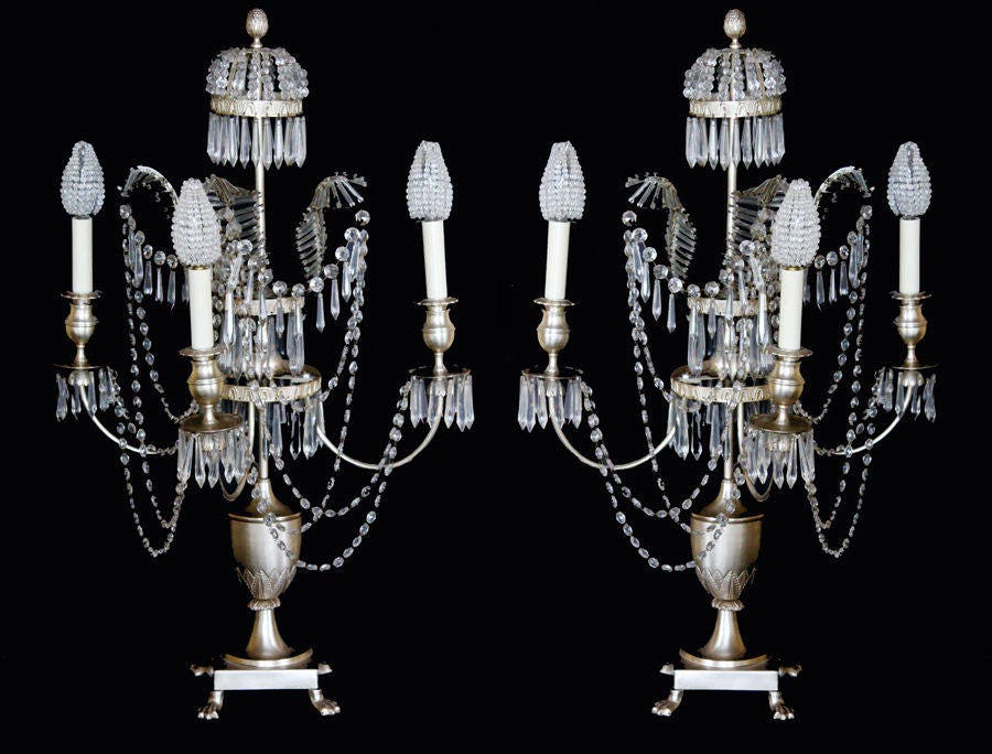1920s Incredible Pair French Beaded Girandole Candelabra Lamps My Fav Ever!
