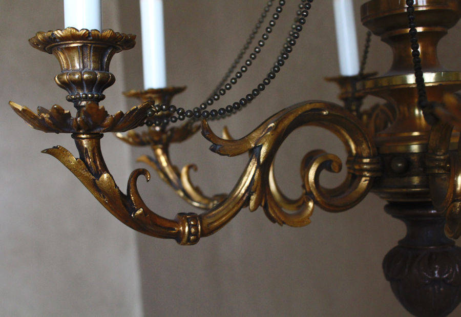 Antique Impressive French Bronze Six Arm CHANDELIER Beautiful and Sophisticated