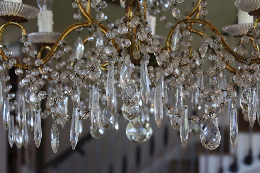 Antique Italian Beaded Crystal Chandelier Stunning Prisms Rare