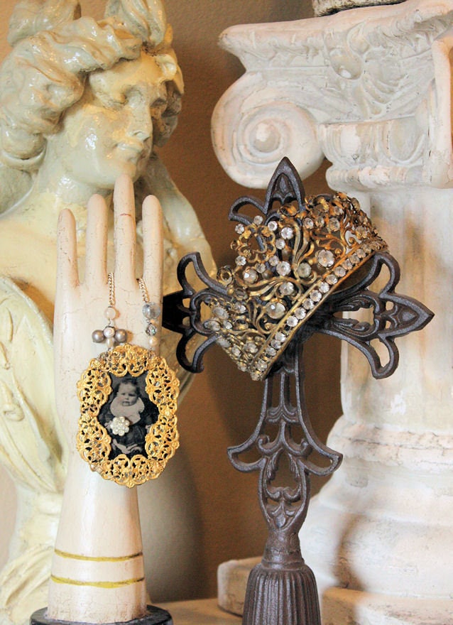 Late 1800s Rare French Jeweled Crown Gorgeous Patina