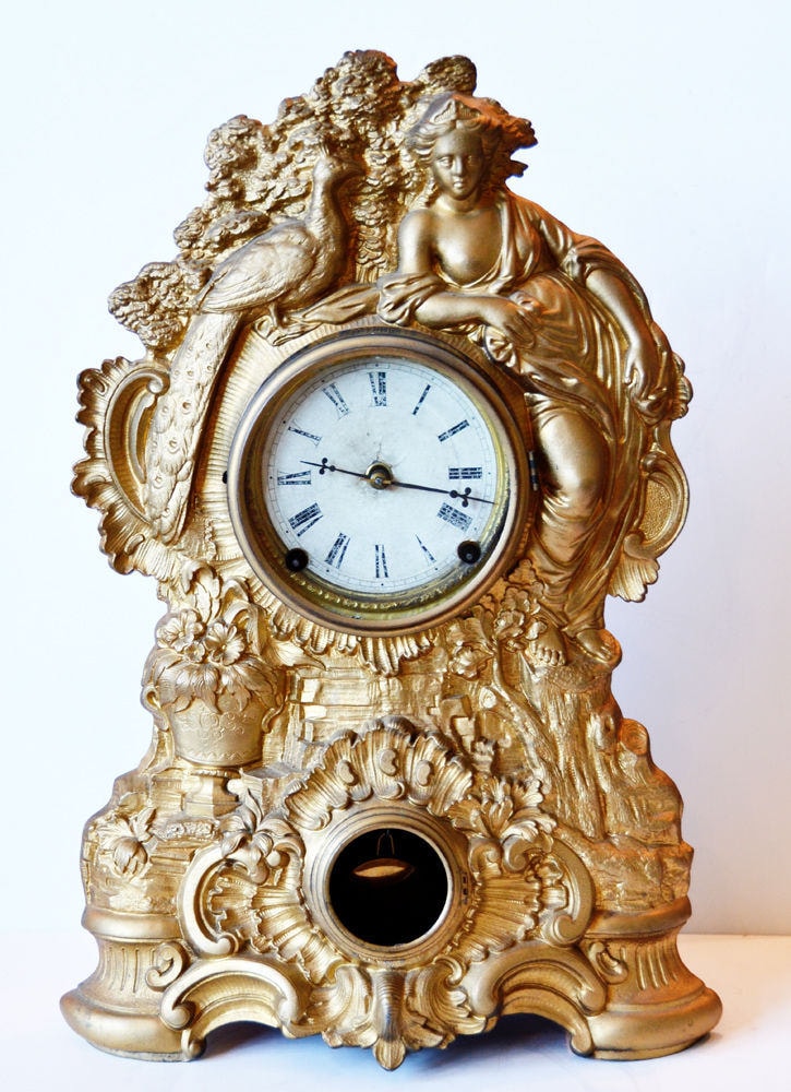 N Muller Victorian Clock Working Condition Gorgeous Gold Roman Paris France FAB!