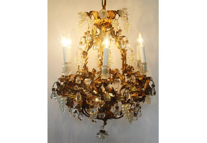 Rare Art Glass Maison Bagues Incredible Antique Murano Gold Gilt Chandelier