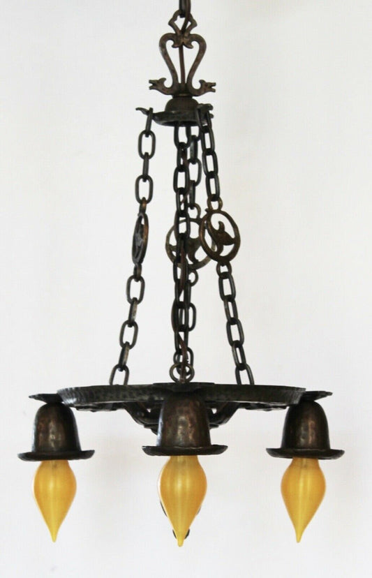 3 Arm Antique Gothic Chandelier With Chains Gorgeous Rewired