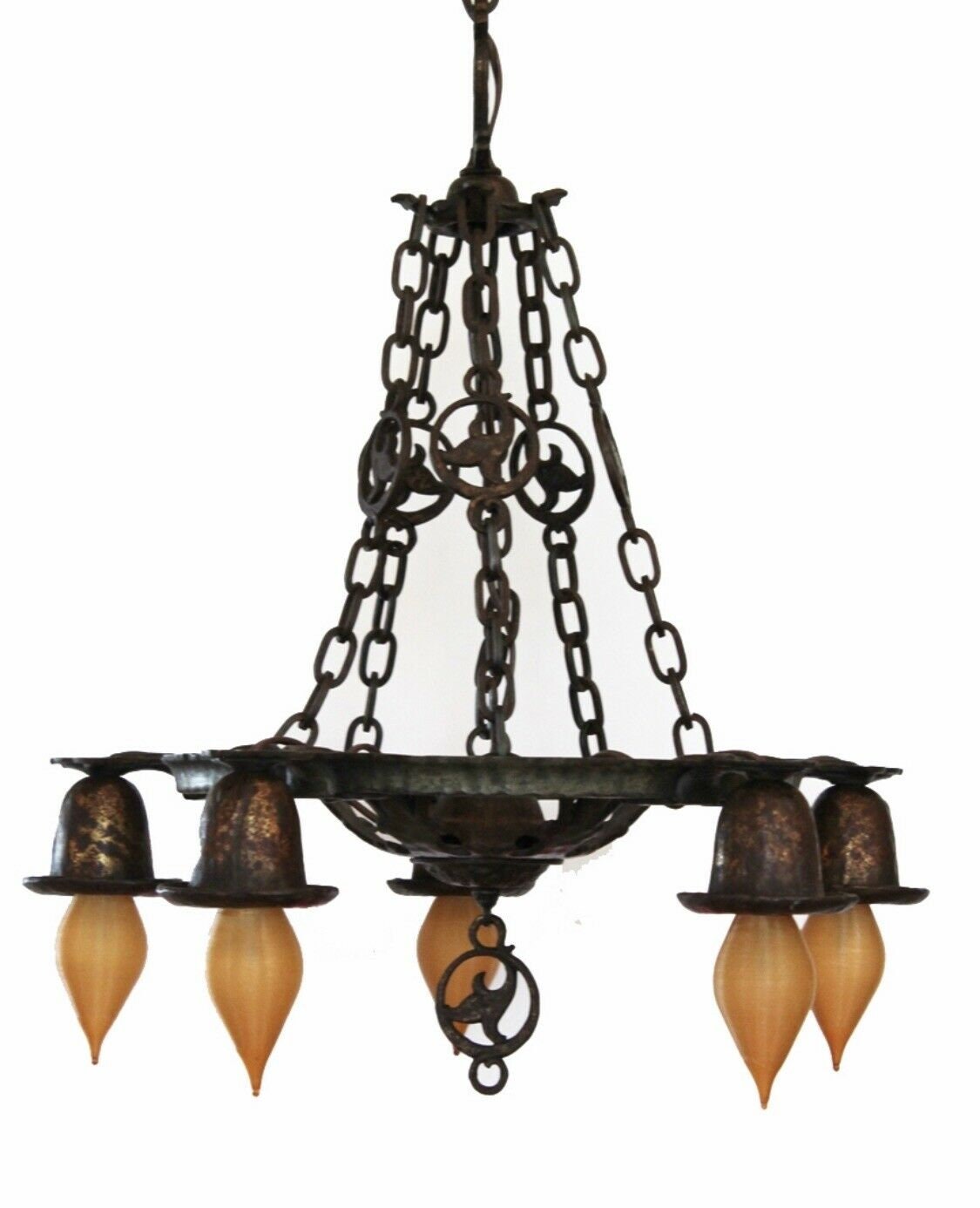 5 Arm Antique Gothic Chandelier With Chains Gorgeous Rewired