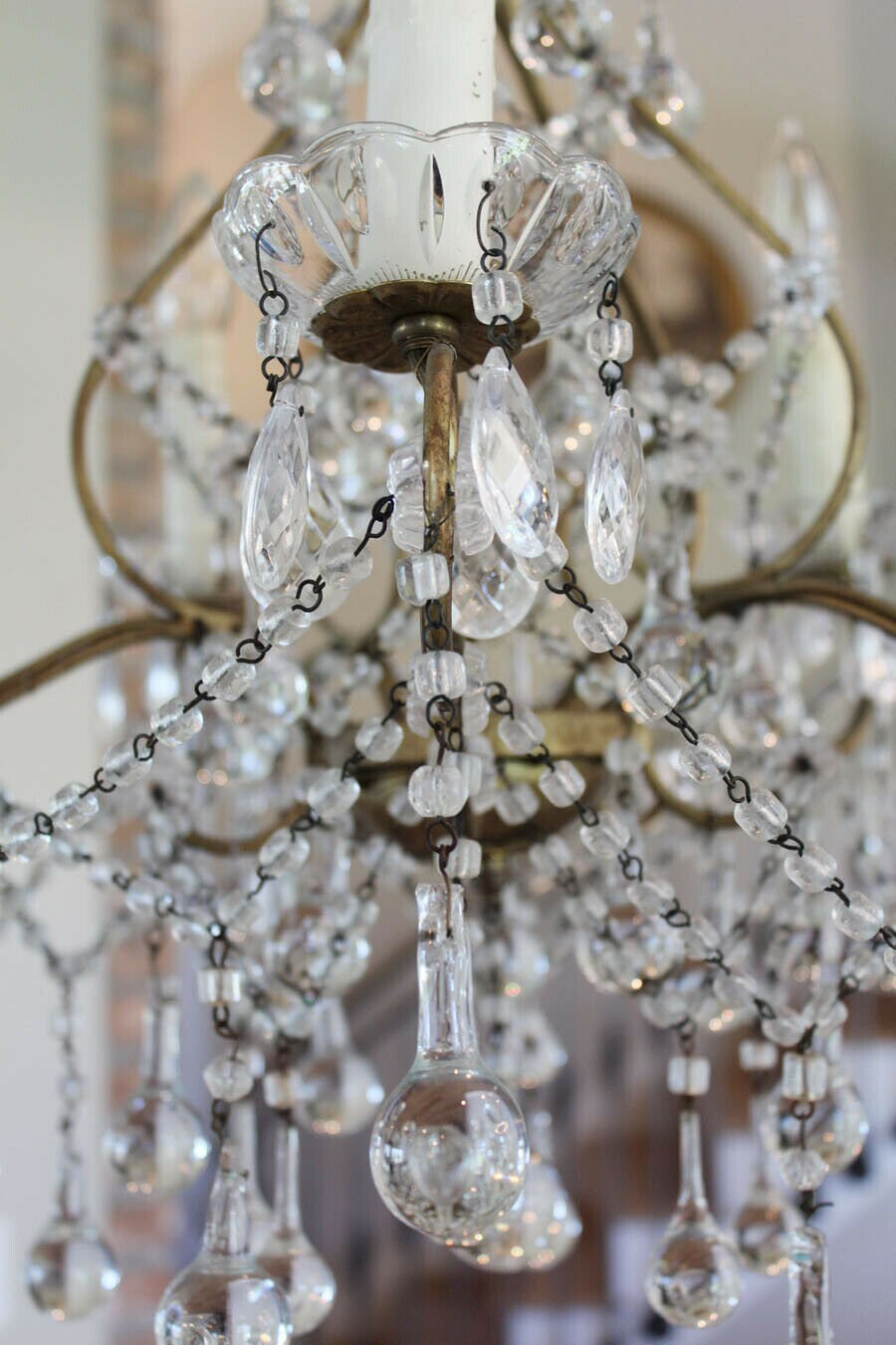 Antique Italian Large Beaded Drops Chandelier Simply Gorgeous