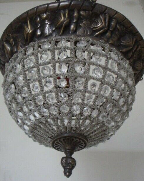 Beautiful French Antique Beaded Pendant Hanging Chandelier